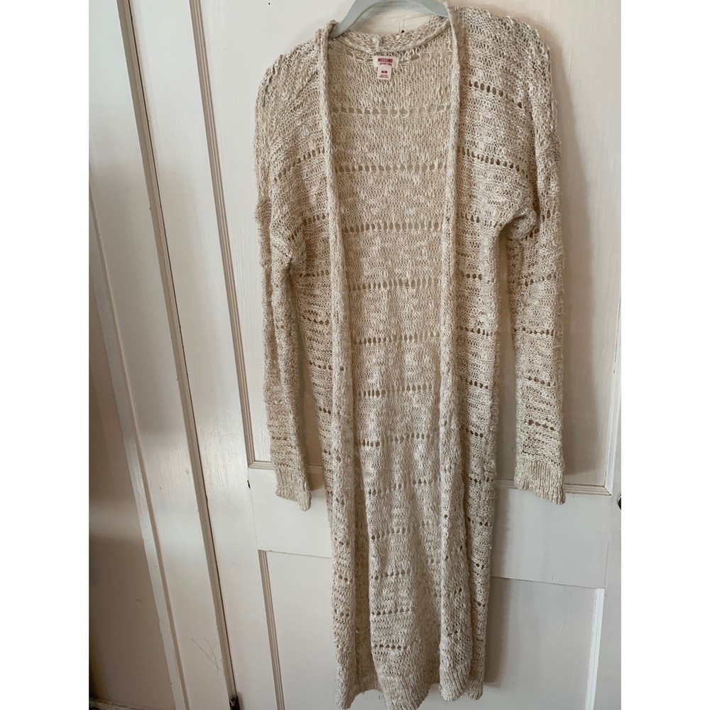 Mossimo calf/midi-length tan crochet cardigan